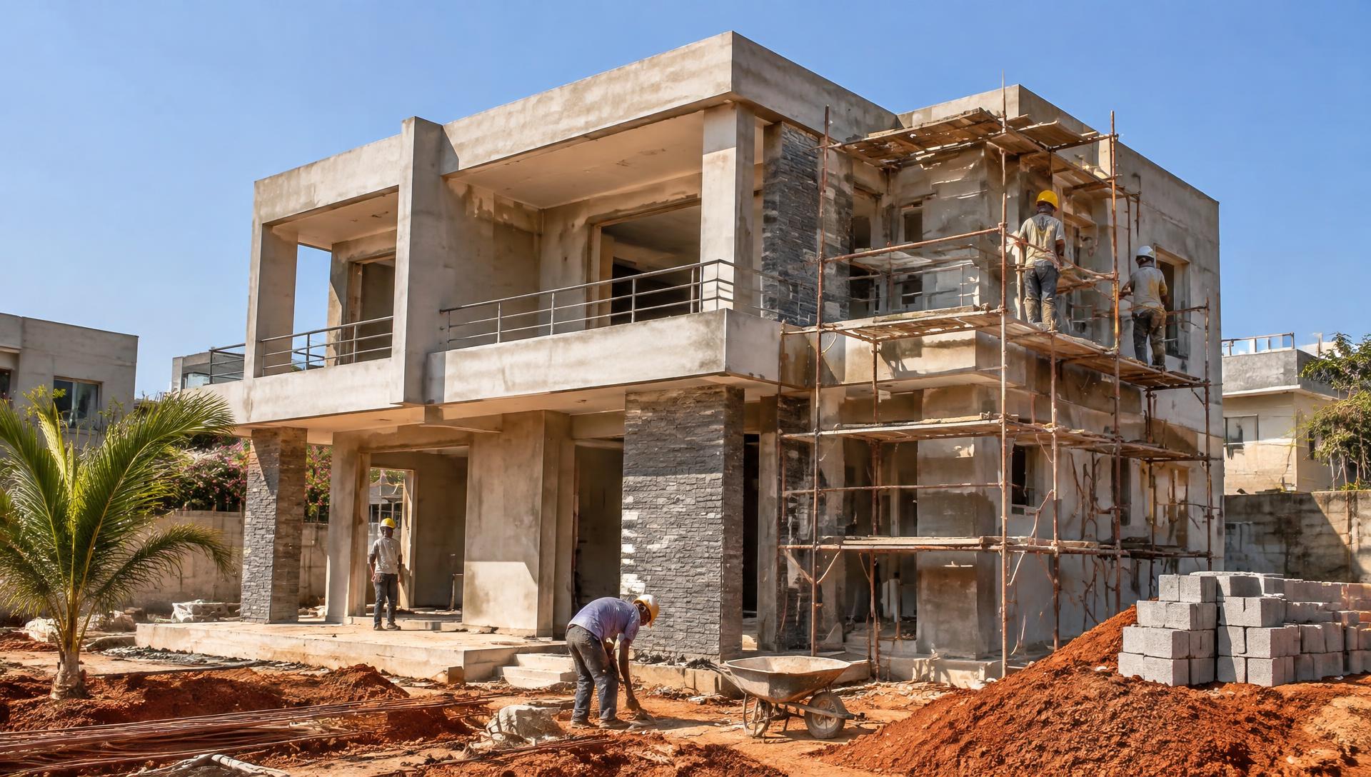 Chantier de villa en construction par KSSB Bâtiment à Keur Massar